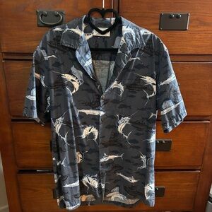 Pacific Legend Apparel Hawaiian Shirt Marlin Fishing Schooner Size Medium